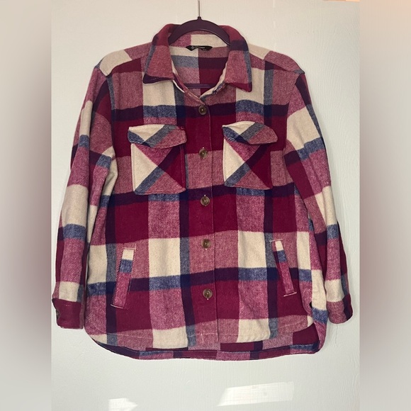 Members mark Pink plaid shacket - Picture 1 of 4